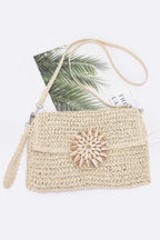 Faux Straw Multi Shell Front Flap Clutch | Mixtshop LLC