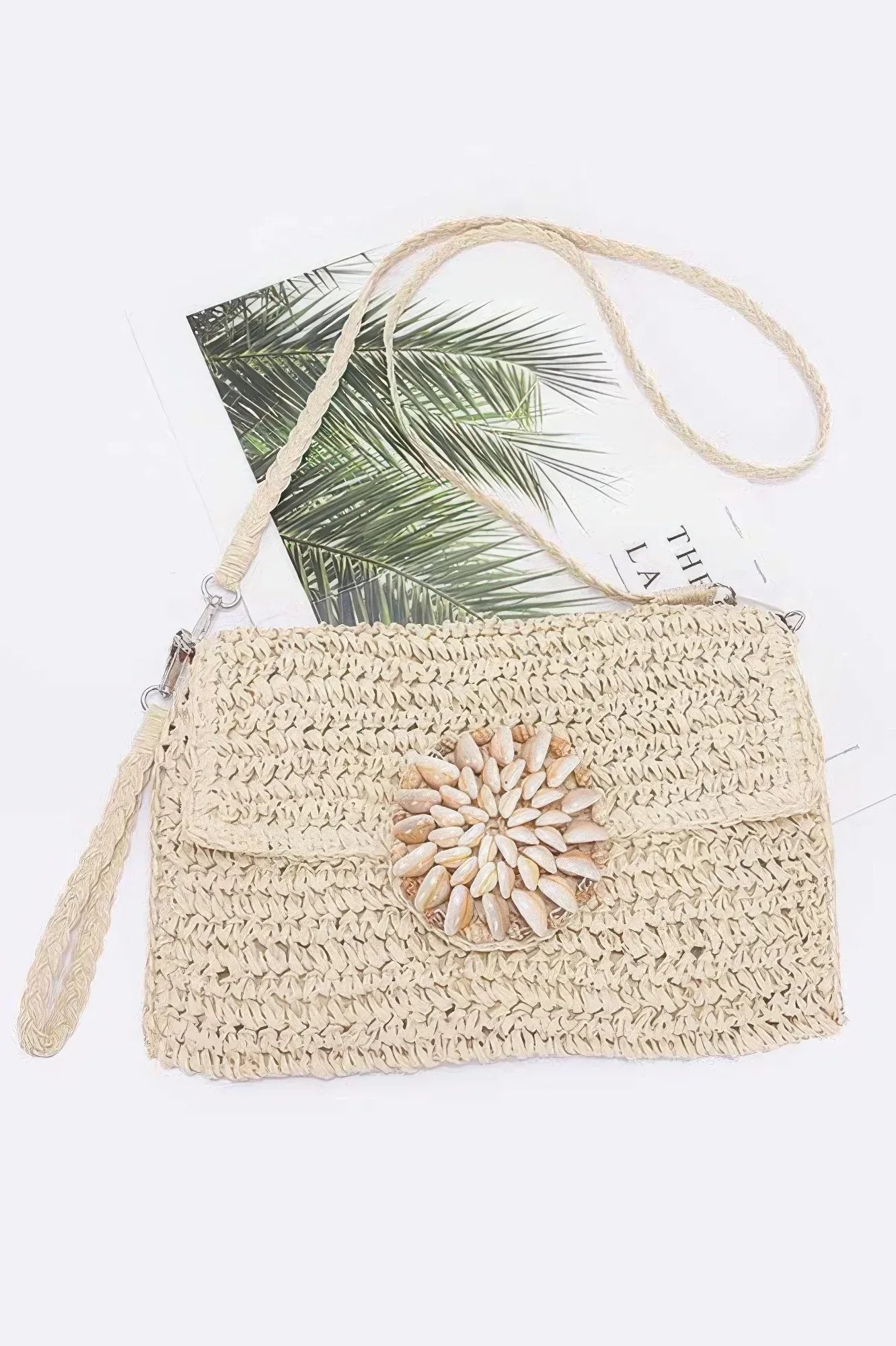 Faux Straw Multi Shell Front Flap Clutch | Mixtshop LLC