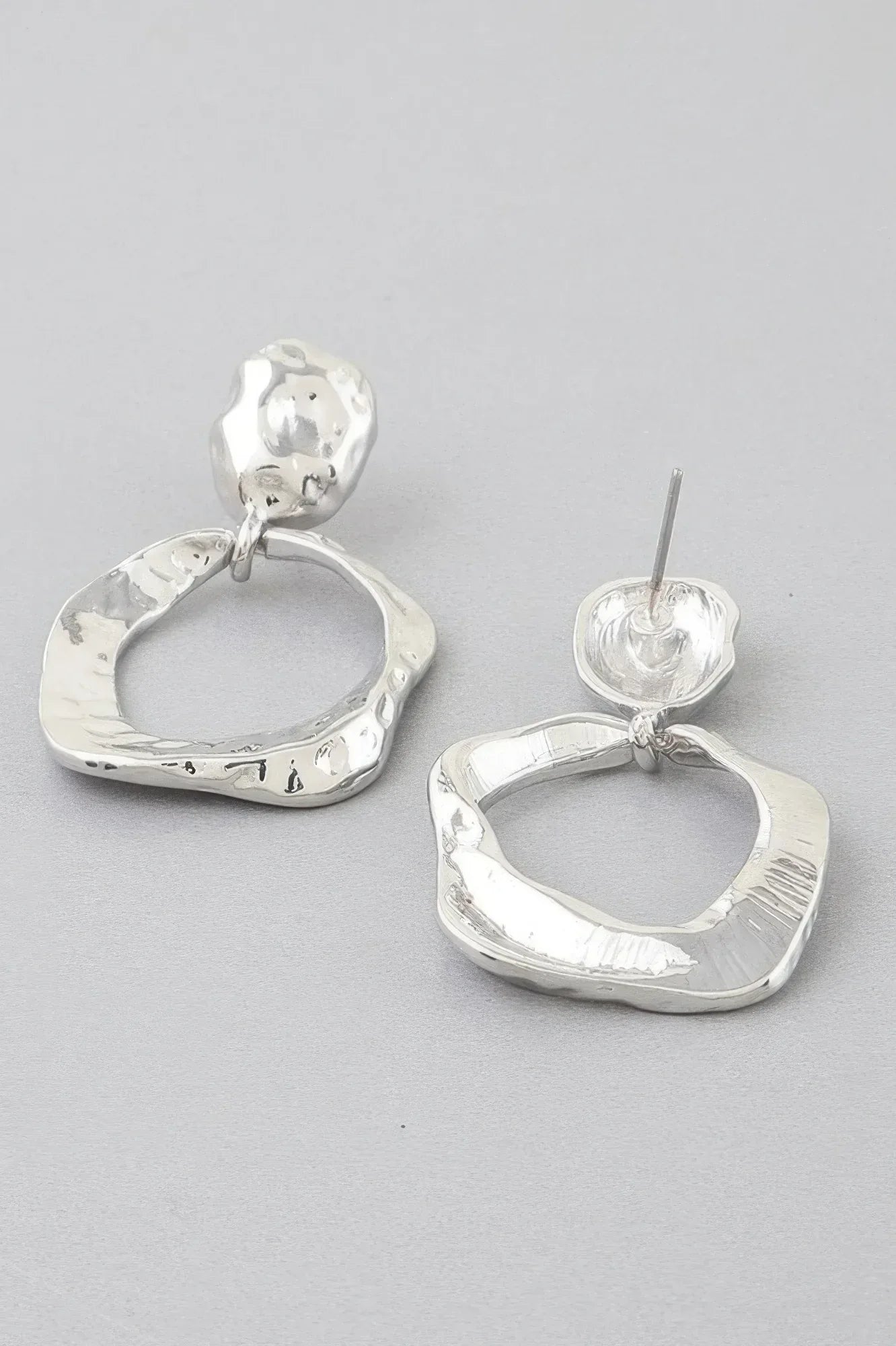 Double Hammered Open Disc Drop Earrings | Mixtshop LLC