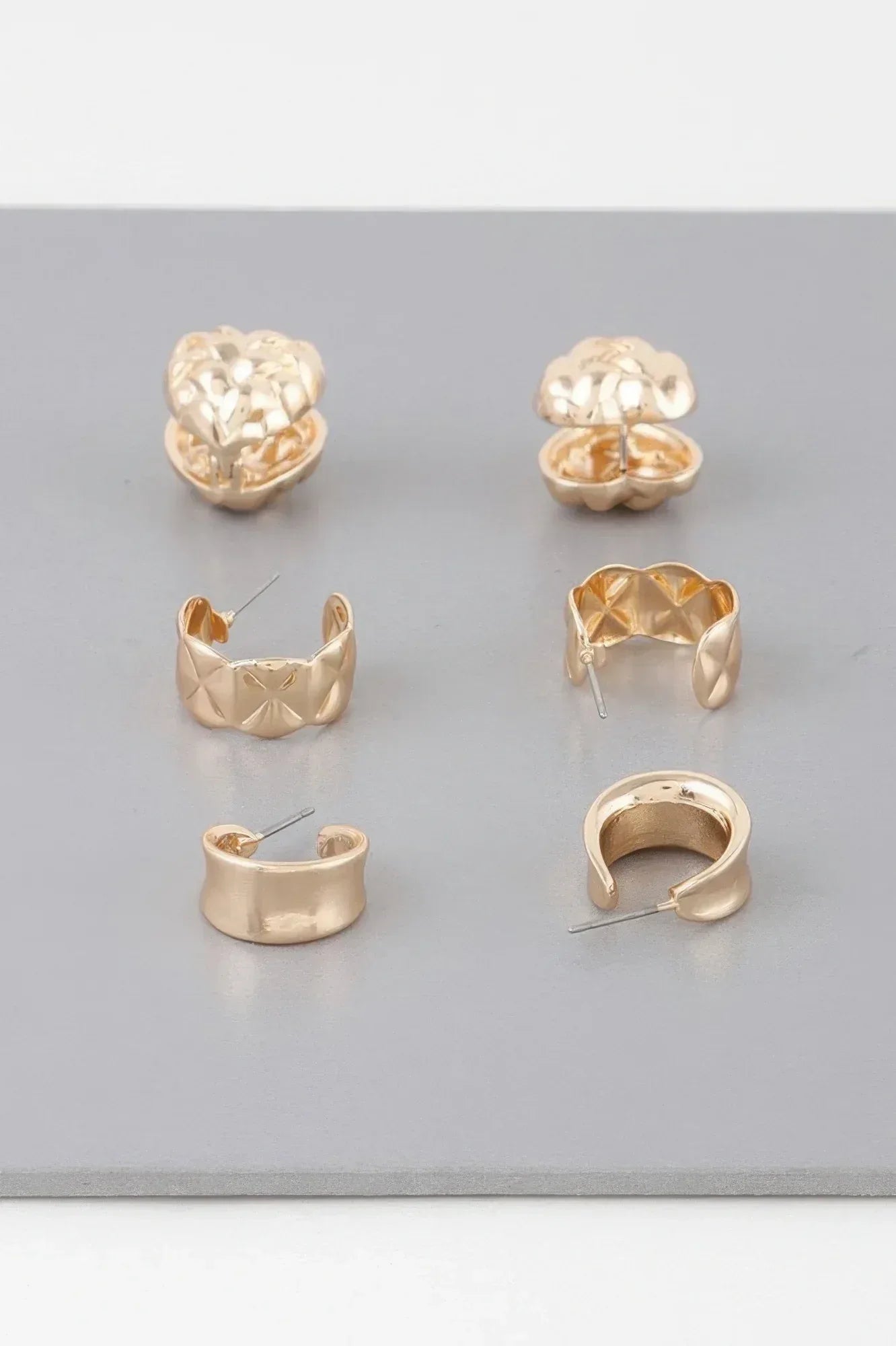 Triple Quilted Earrings Set | Mixtshop LLC