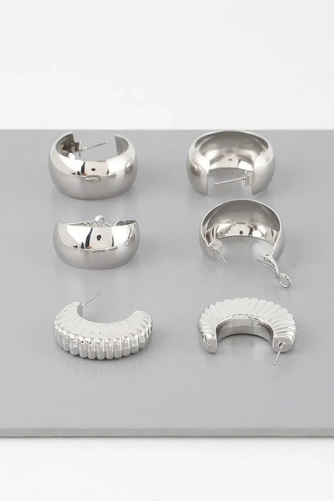 Triple Shiny Hoop Earrings Set | Mixtshop LLC