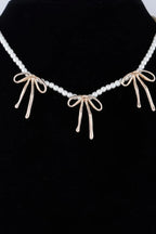 Pearl And Metal Ribbon Charm Necklace | Mixtshop LLC