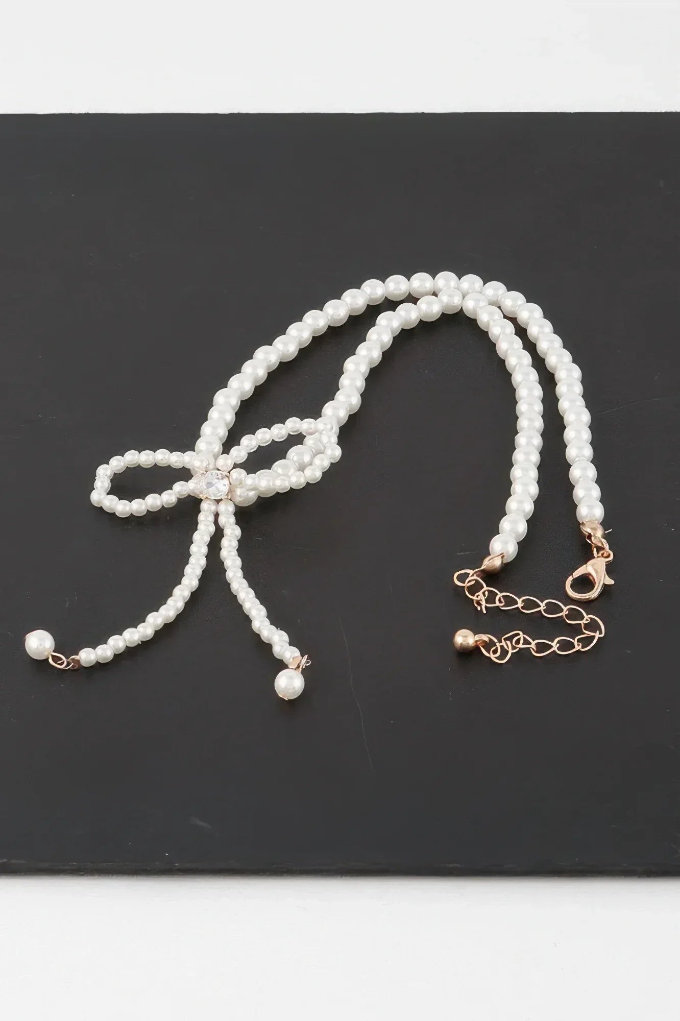 Pearled Ribbon Tie Necklace | Mixtshop LLC
