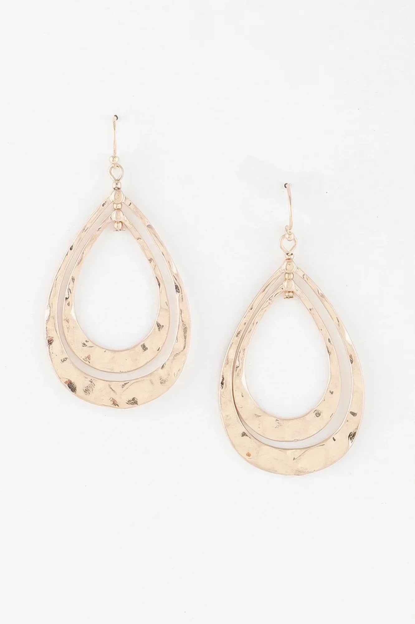 Hammered Double Teardrop Earrings | Mixtshop LLC Main image