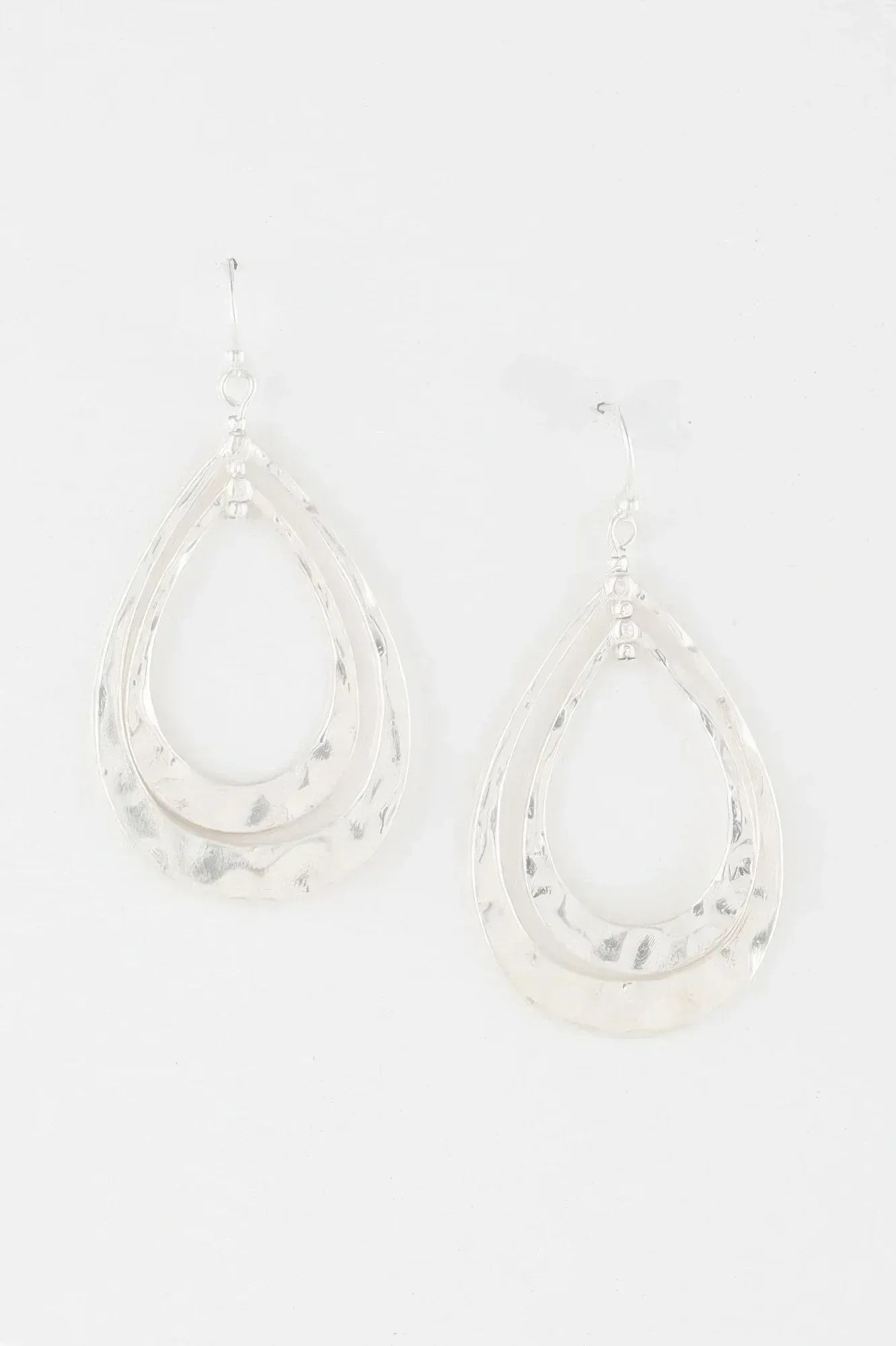 Hammered Double Teardrop Earrings Secondary image