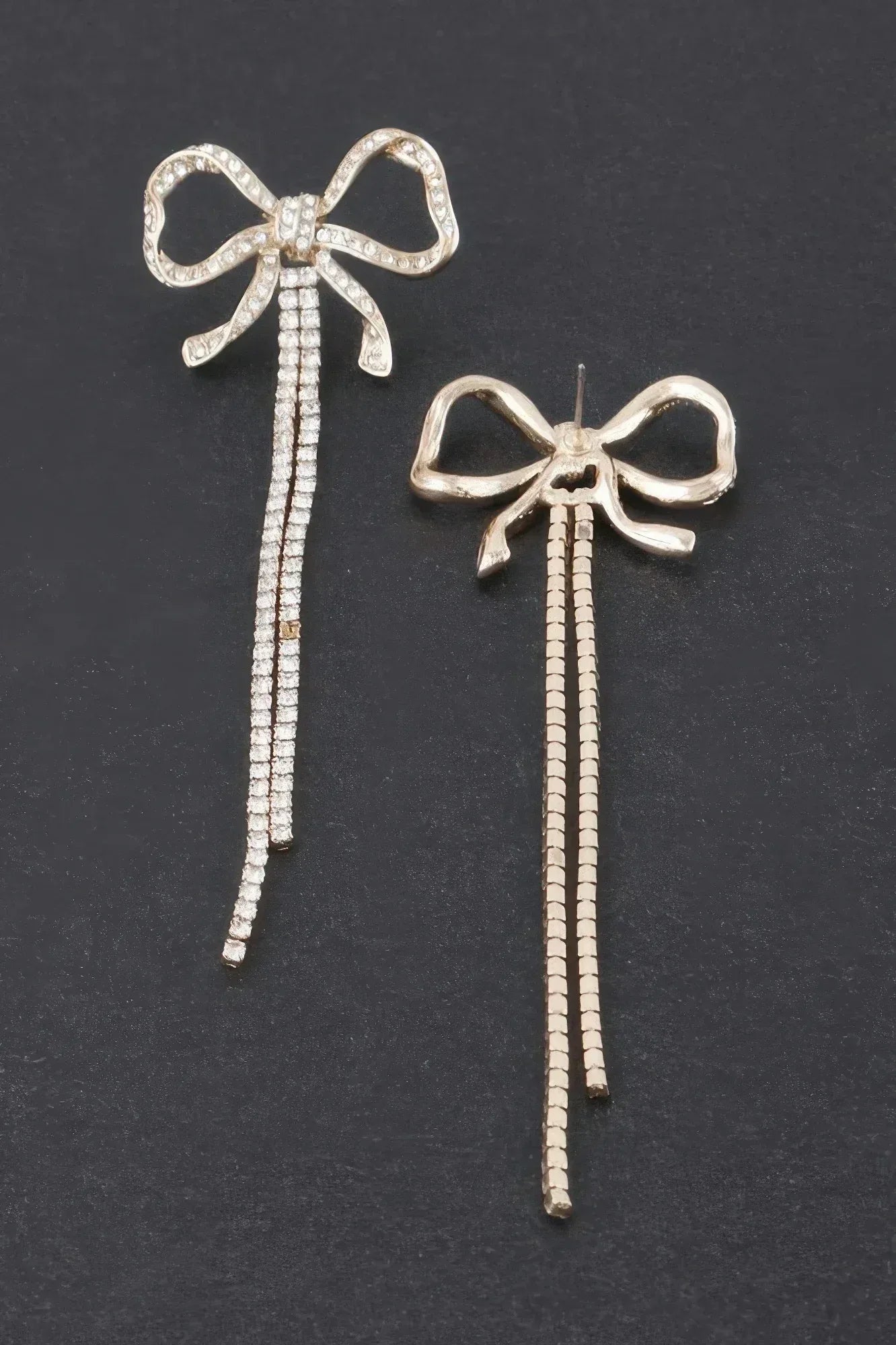 Jeweled Ribbon Drop Earrings Secondary image