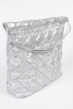 Quilted Padding Metallic Nylon Shoulder Bag | Mixtshop LLC