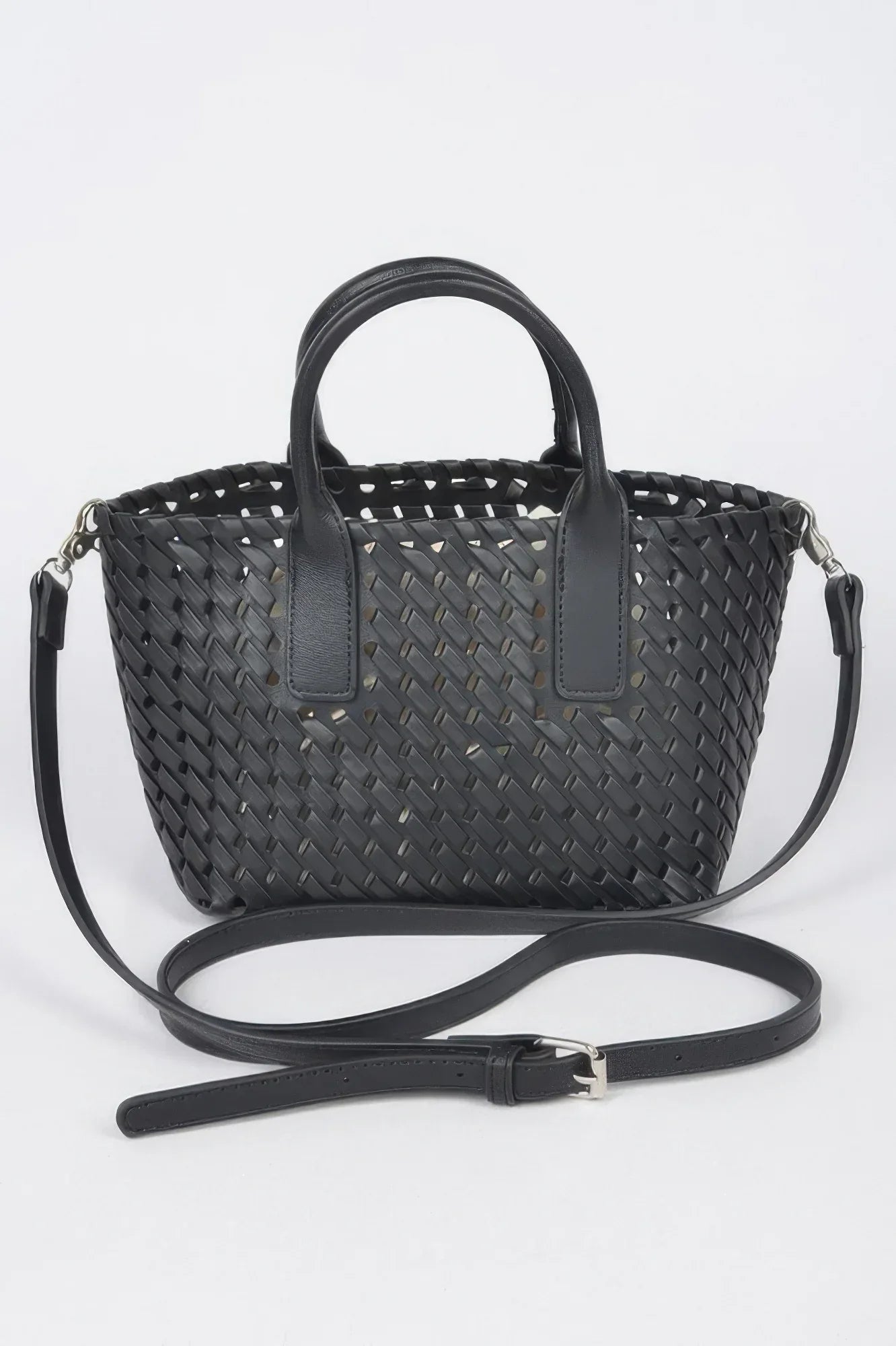 Faux Leather Braided Tote Bag Secondary image