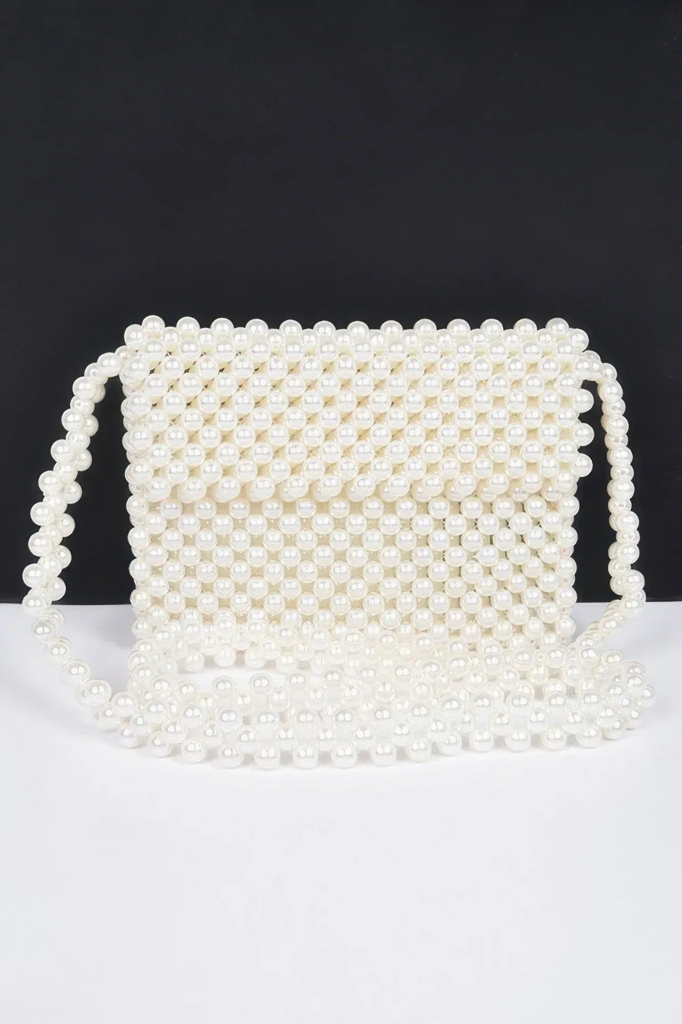 Hand Made Faux Pearl Bead Flap Crossbody Bag | Mixtshop LLC Main image