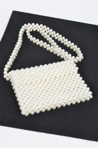 Hand Made Faux Pearl Bead Flap Crossbody Bag | Mixtshop LLC