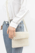 Hand Made Faux Pearl Bead Flap Crossbody Bag | Mixtshop LLC