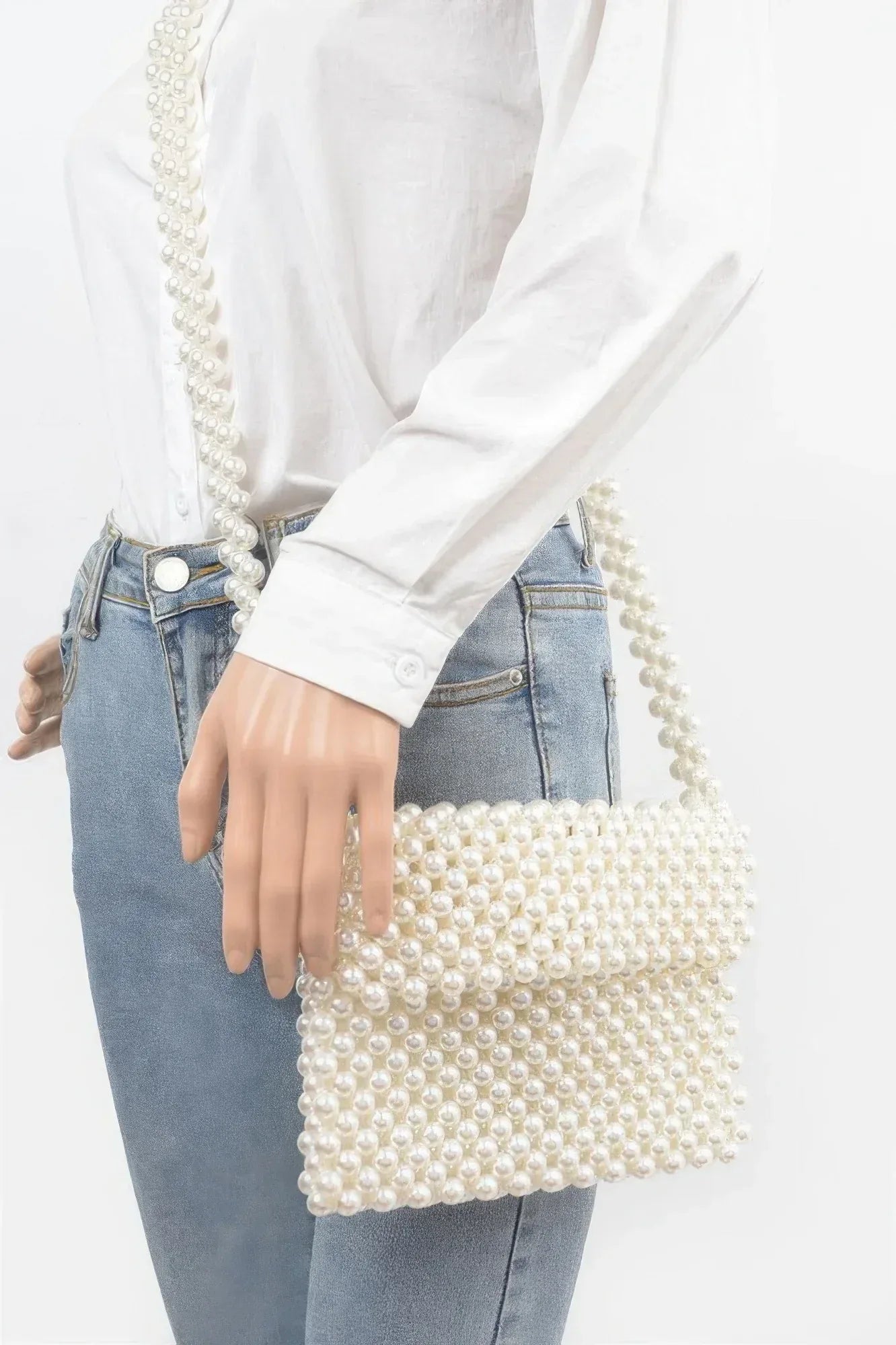 Hand Made Faux Pearl Bead Flap Crossbody Bag | Mixtshop LLC