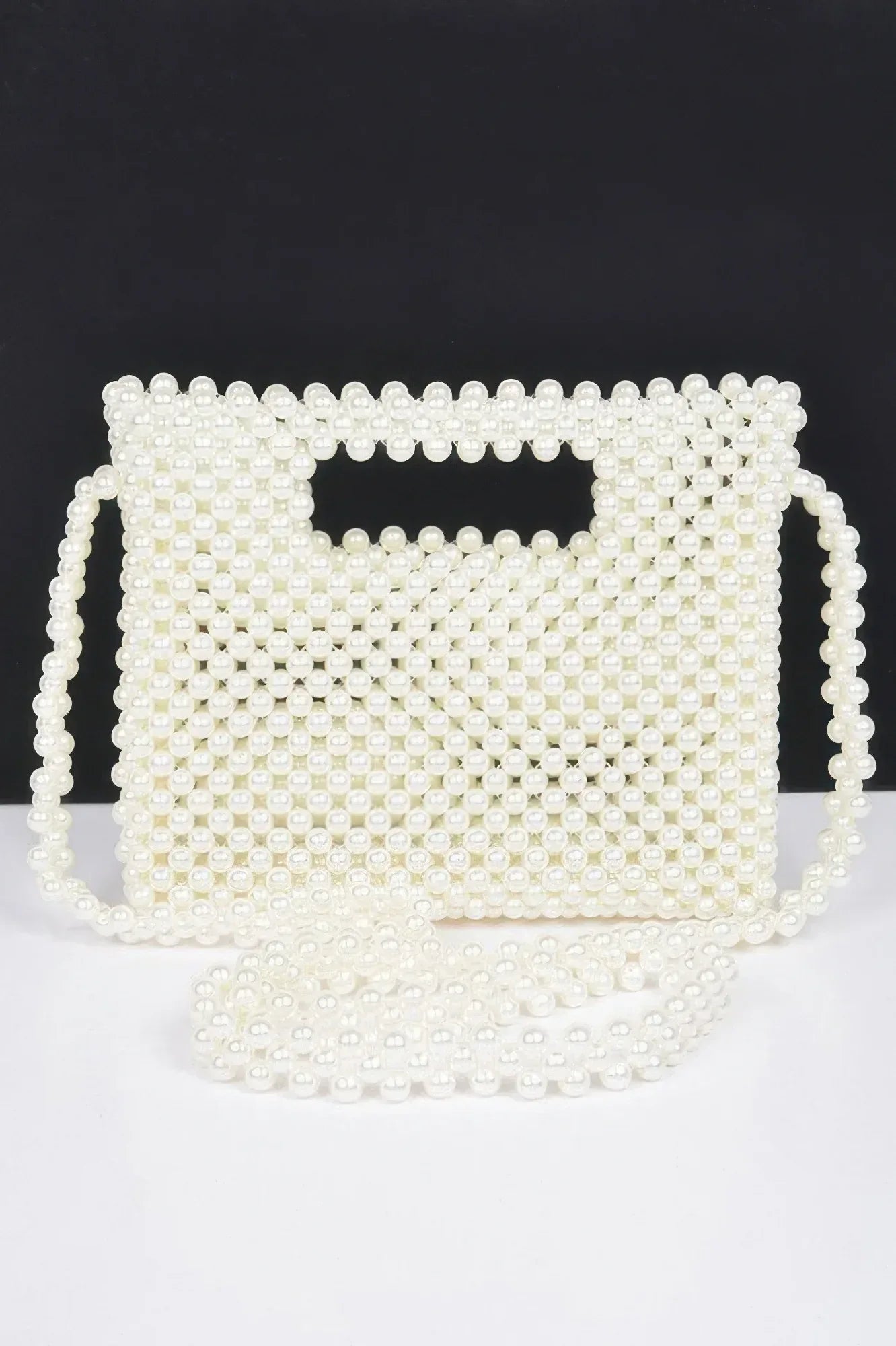 Hand Made Faux Pearl Bead Crossbody Bag | Mixtshop LLC Main image