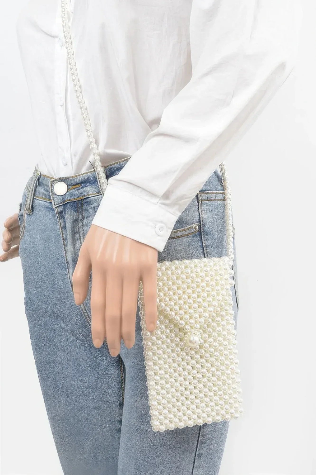 Hand Made Faux Pearl Bead Crossbody Small Bag | Mixtshop LLC
