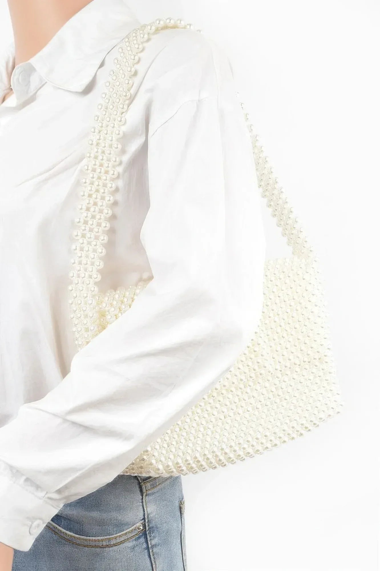 Hand Made Faux Pearl Bead Flap Shoulder Bag | Mixtshop LLC