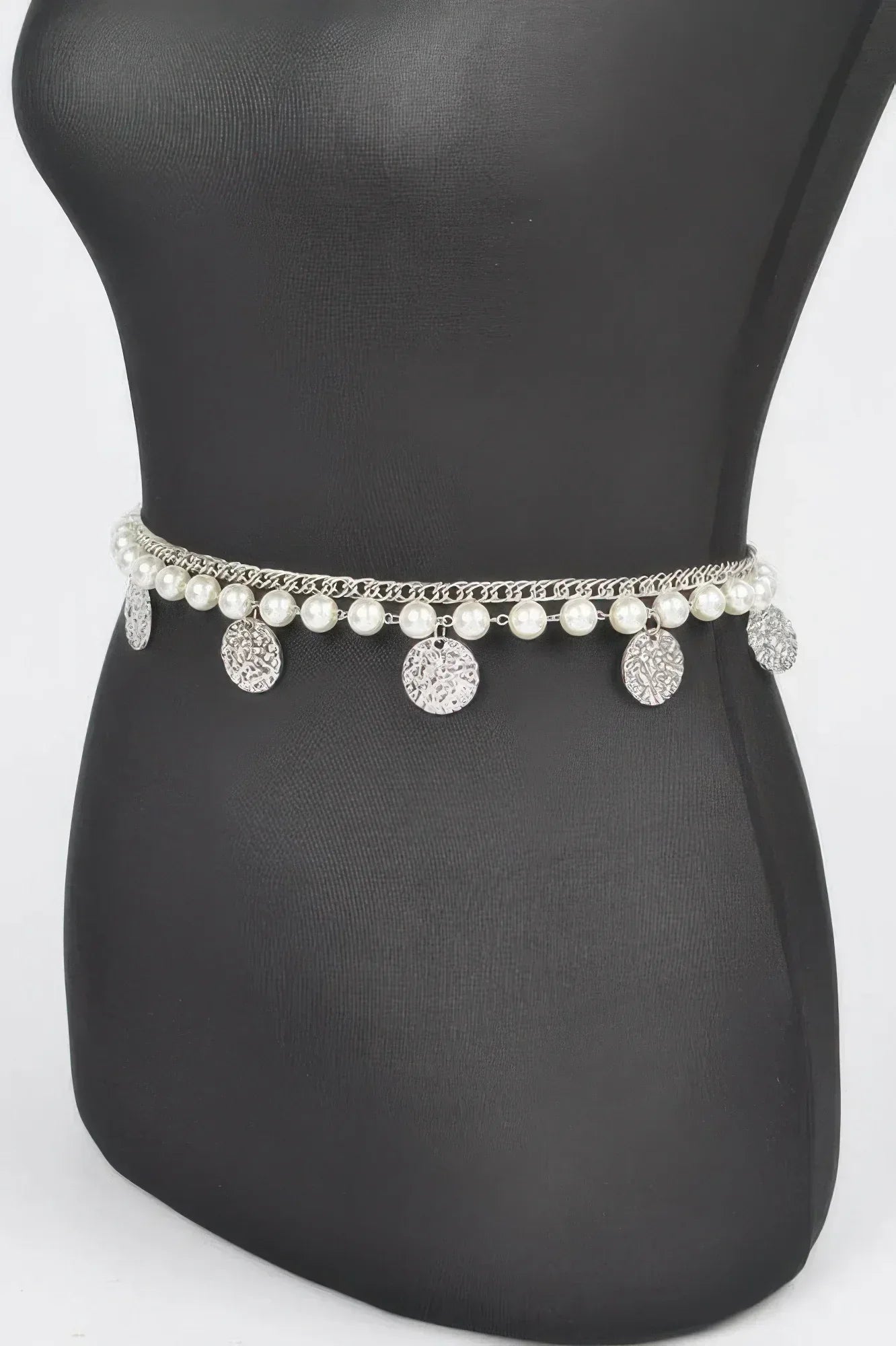 Faux Pearl Round Metal Chain Belt | Mixtshop LLC
