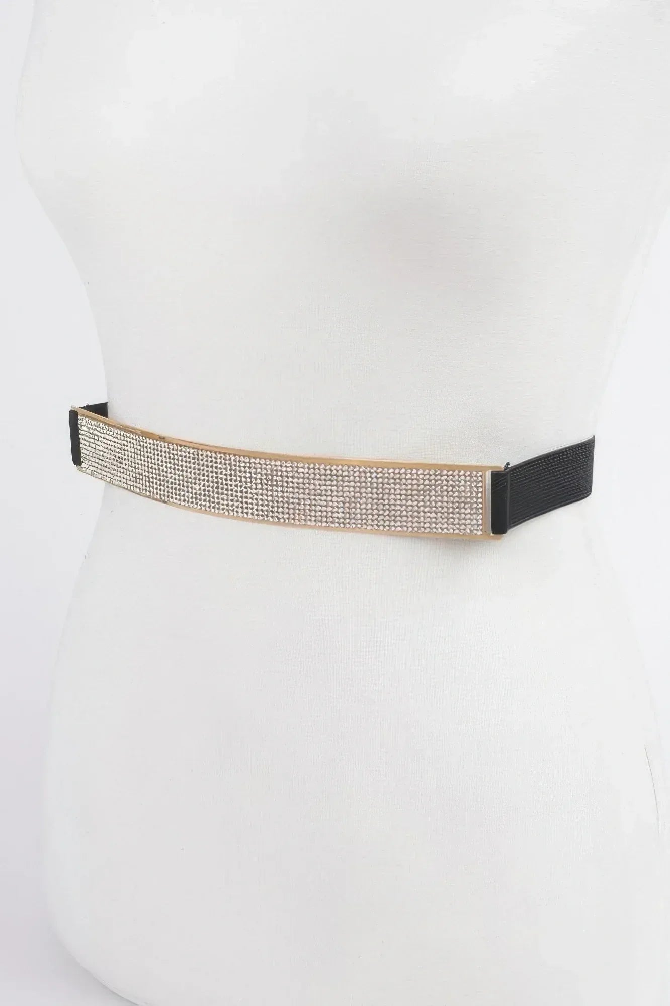 Rhinestone Metal Plate Elastic Belt Secondary image
