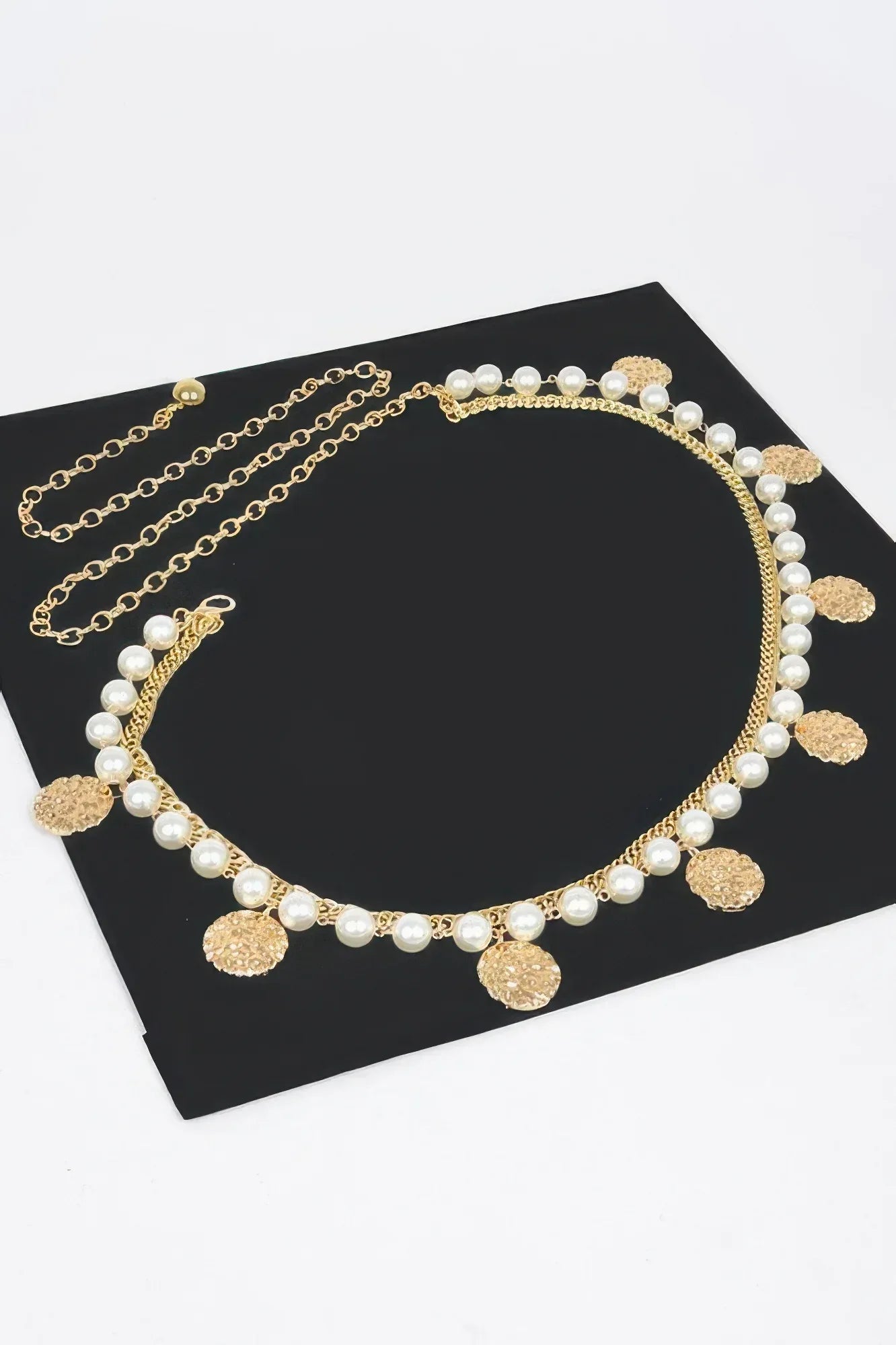 Faux Pearl Round Metal Plus Size Chain Belt | Mixtshop LLC