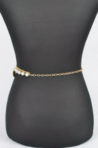 Faux Pearl Round Metal Plus Size Chain Belt | Mixtshop LLC