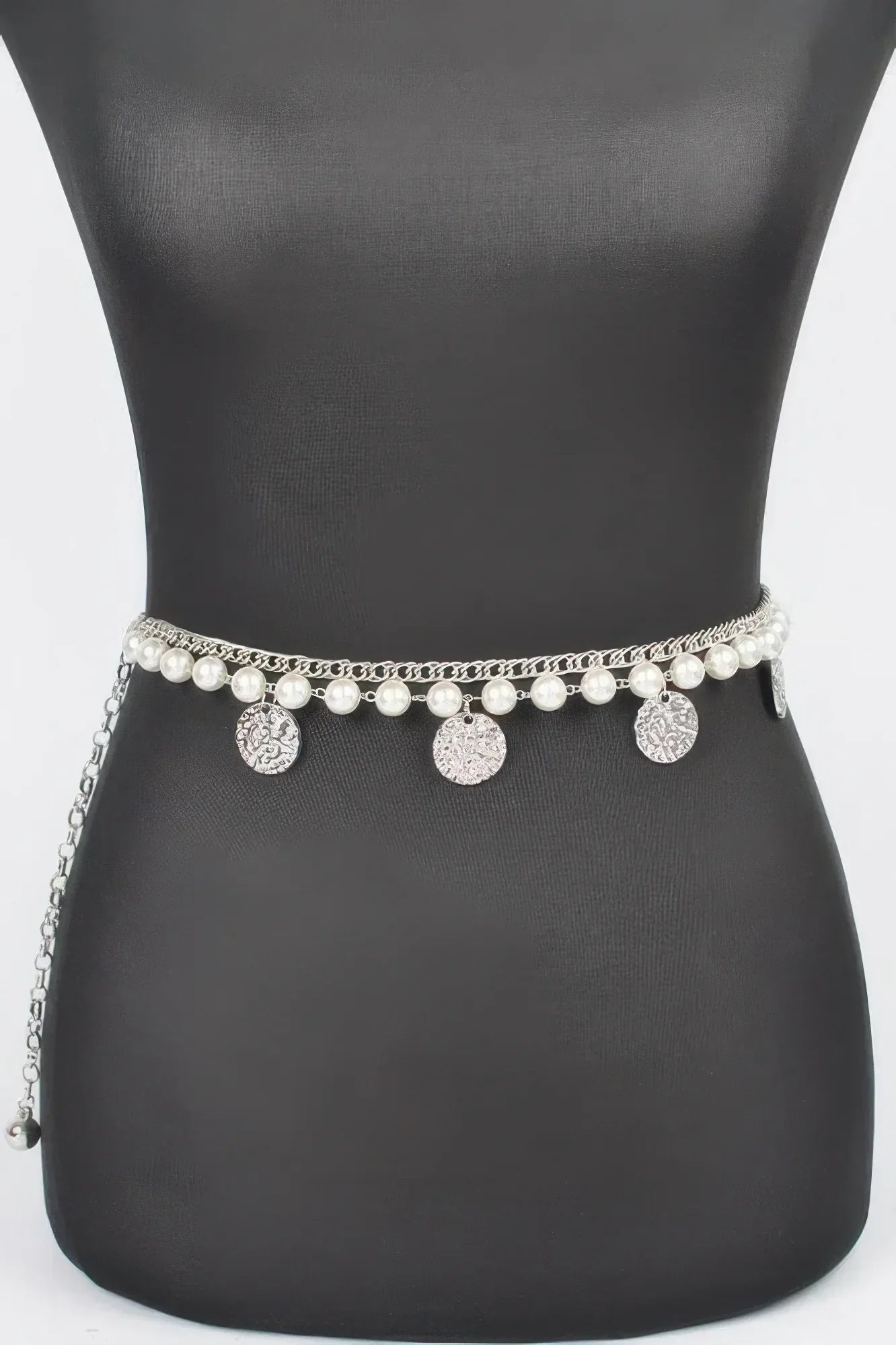 Faux Pearl Round Metal Plus Size Chain Belt | Mixtshop LLC