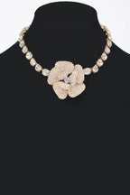 Rhinestone Faux Pearl Flower Choker | Mixtshop LLC