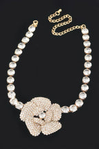 Rhinestone Faux Pearl Flower Choker | Mixtshop LLC