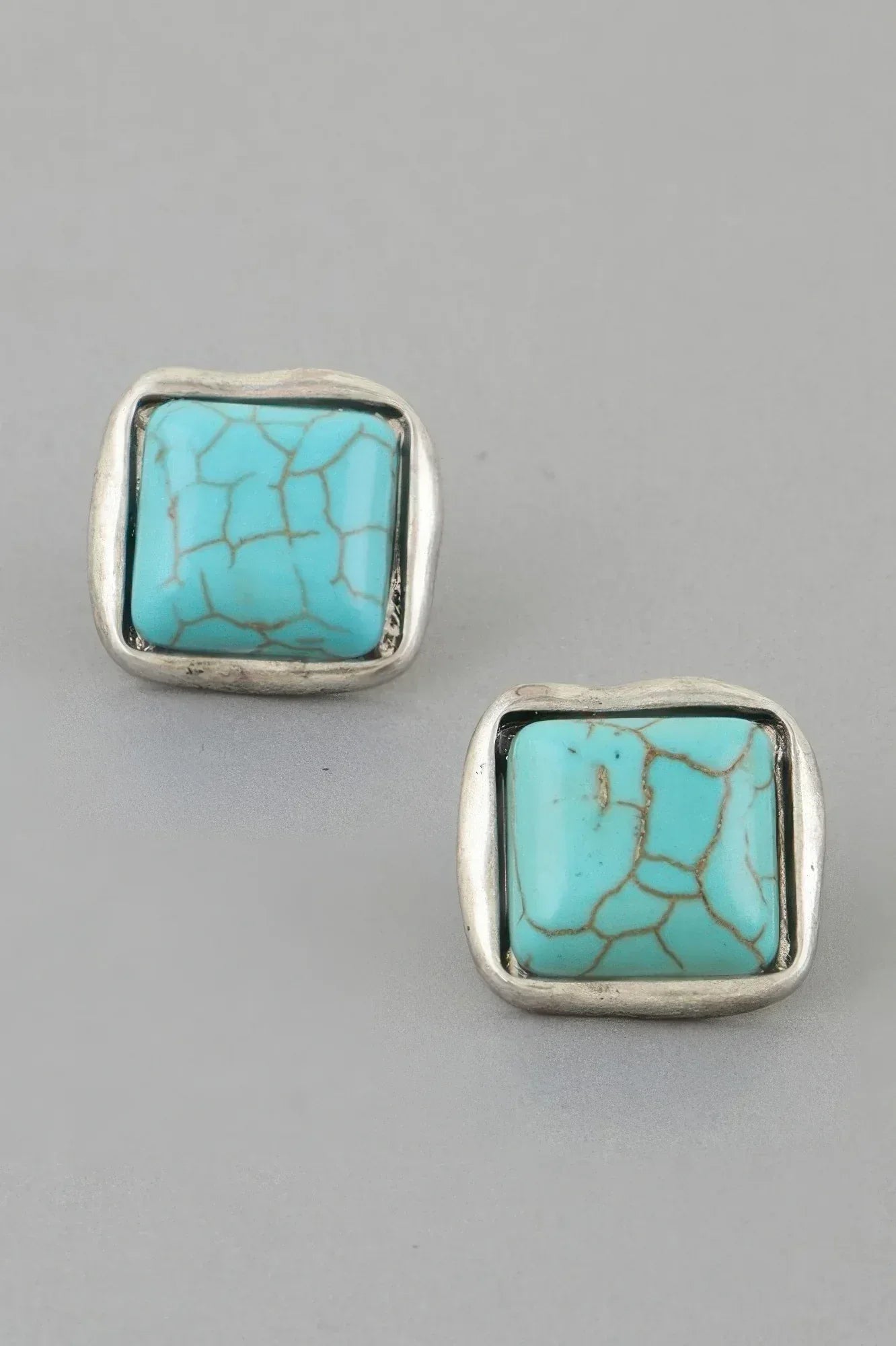 Antique Stone Cubic Stud Earrings | Mixtshop LLC Main image