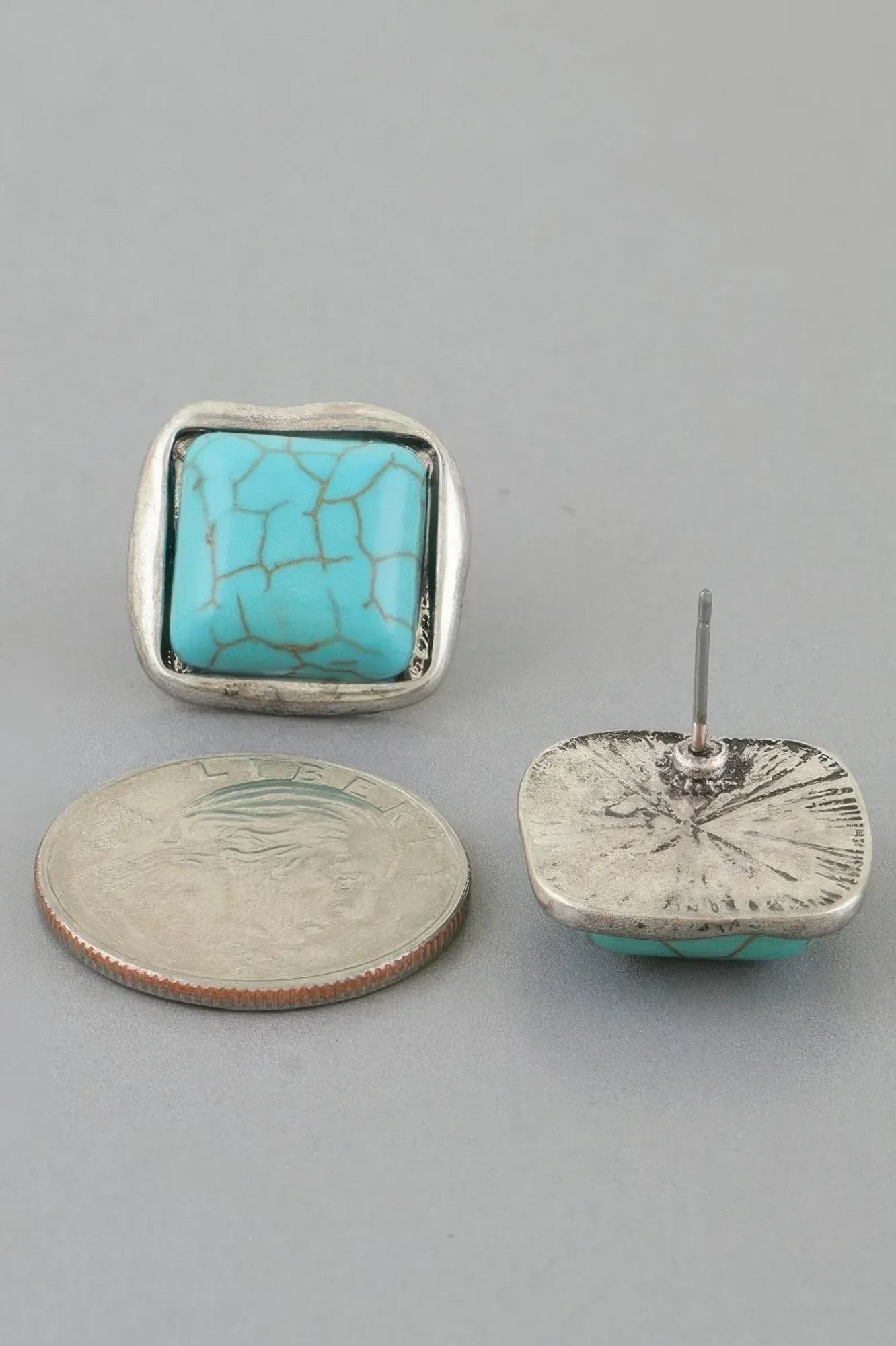 Antique Stone Cubic Stud Earrings | Mixtshop LLC