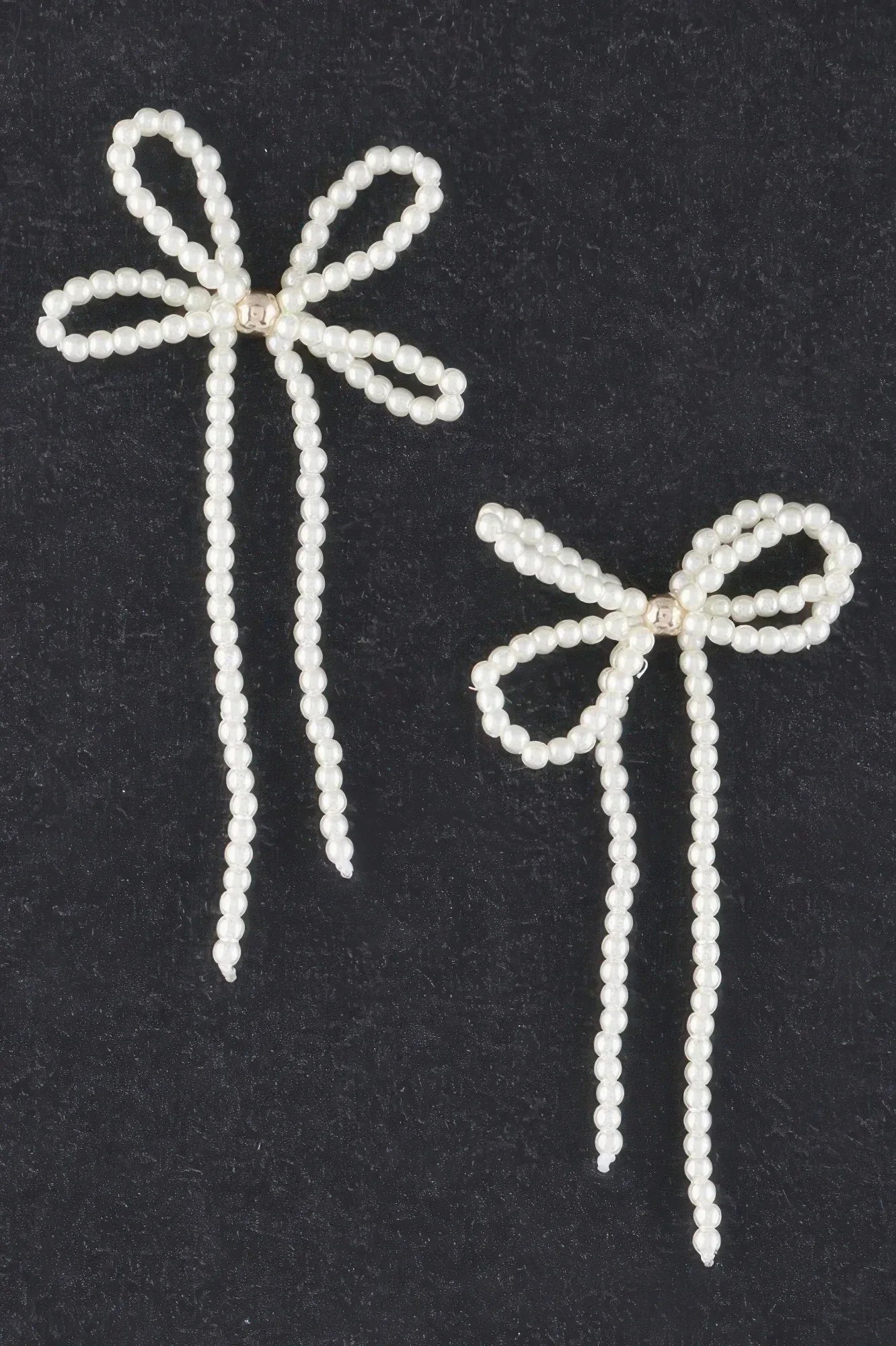 Double Pearl Ribbon Drop Earrings | Mixtshop LLC Main image