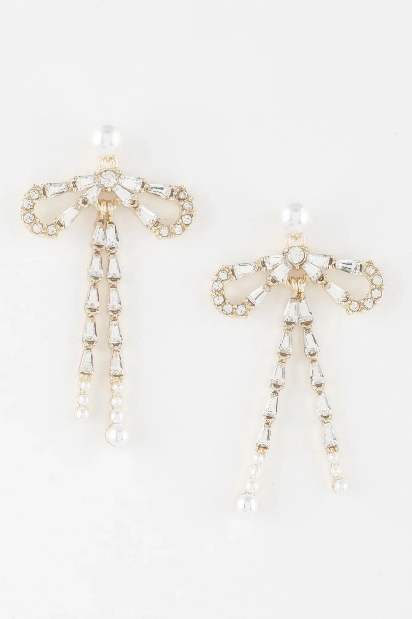 Crystal Pearl Ribbon Earrings | Mixtshop LLC Main image