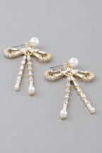 Crystal Pearl Ribbon Earrings | Mixtshop LLC