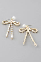 Crystal Pearl Ribbon Earrings | Mixtshop LLC