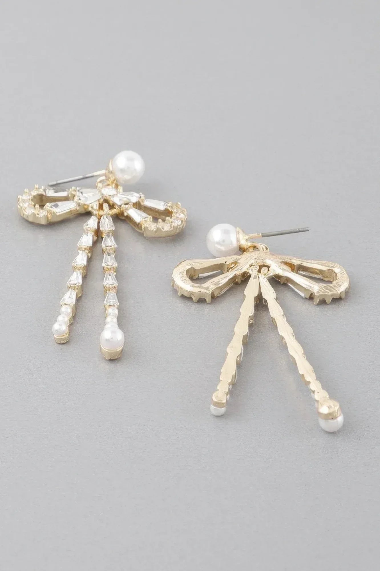 Crystal Pearl Ribbon Earrings | Mixtshop LLC