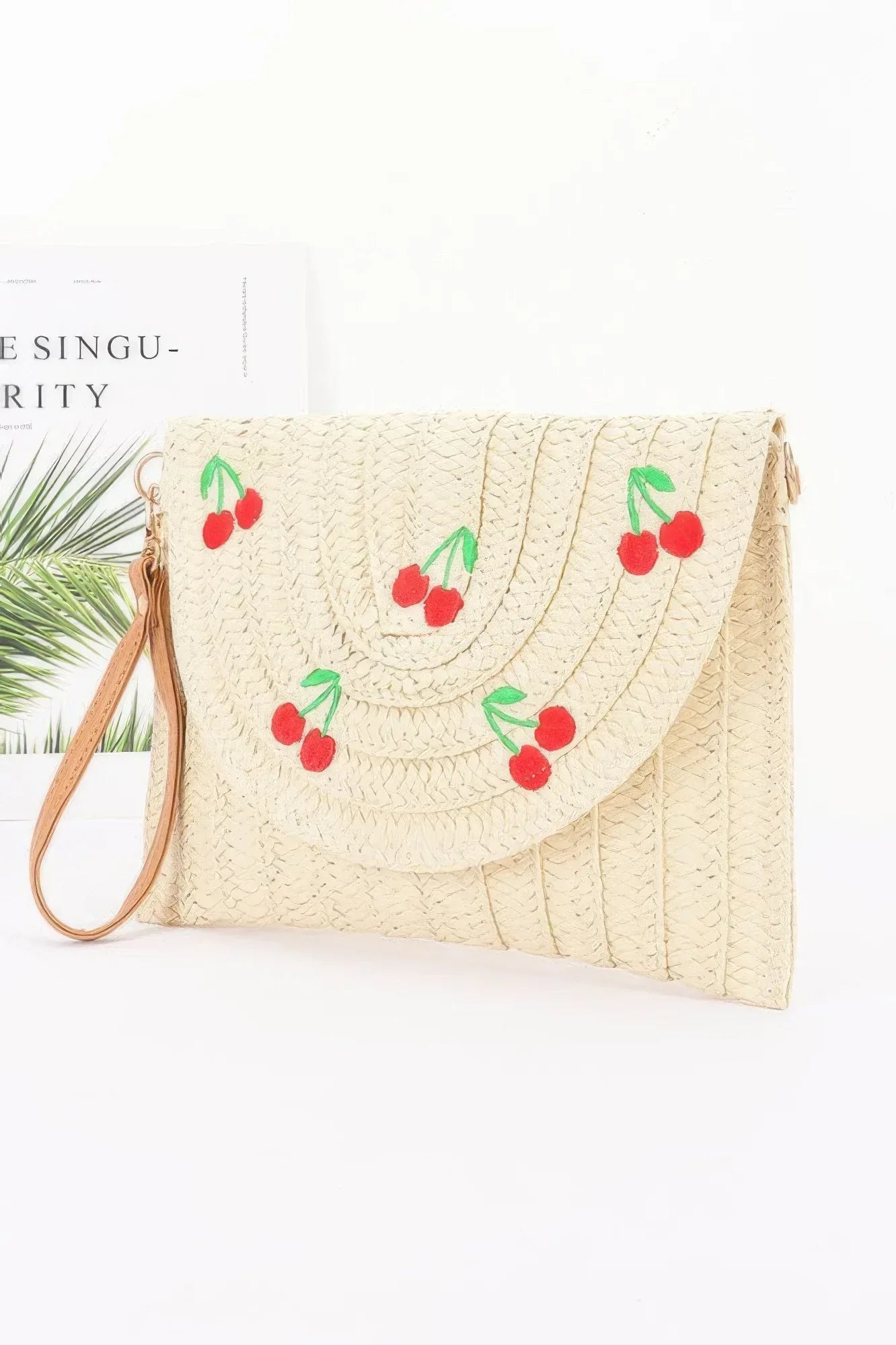 Faux Straw Cherry Clutch Secondary image