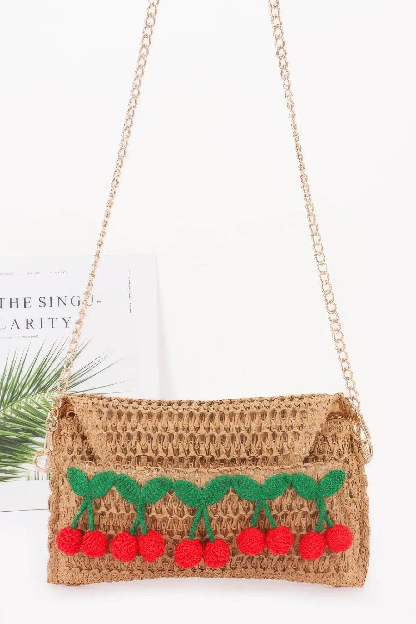 Faux Straw Cherry Clutch | Mixtshop LLC Main image
