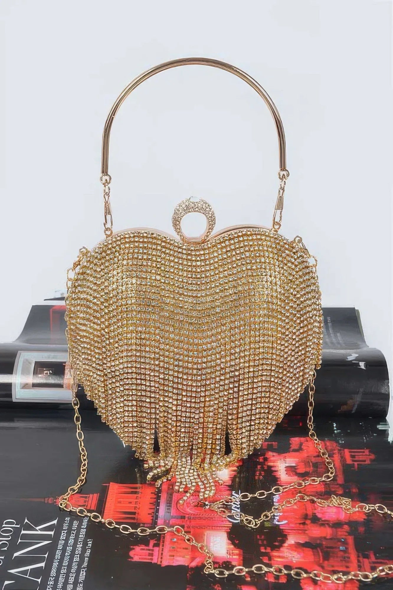 Rhinestone Fringe Heart Shape Party Bag | Mixtshop LLC Main image