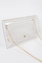 Faux Pearl Studded Transparent Envelope Clutch | Mixtshop LLC