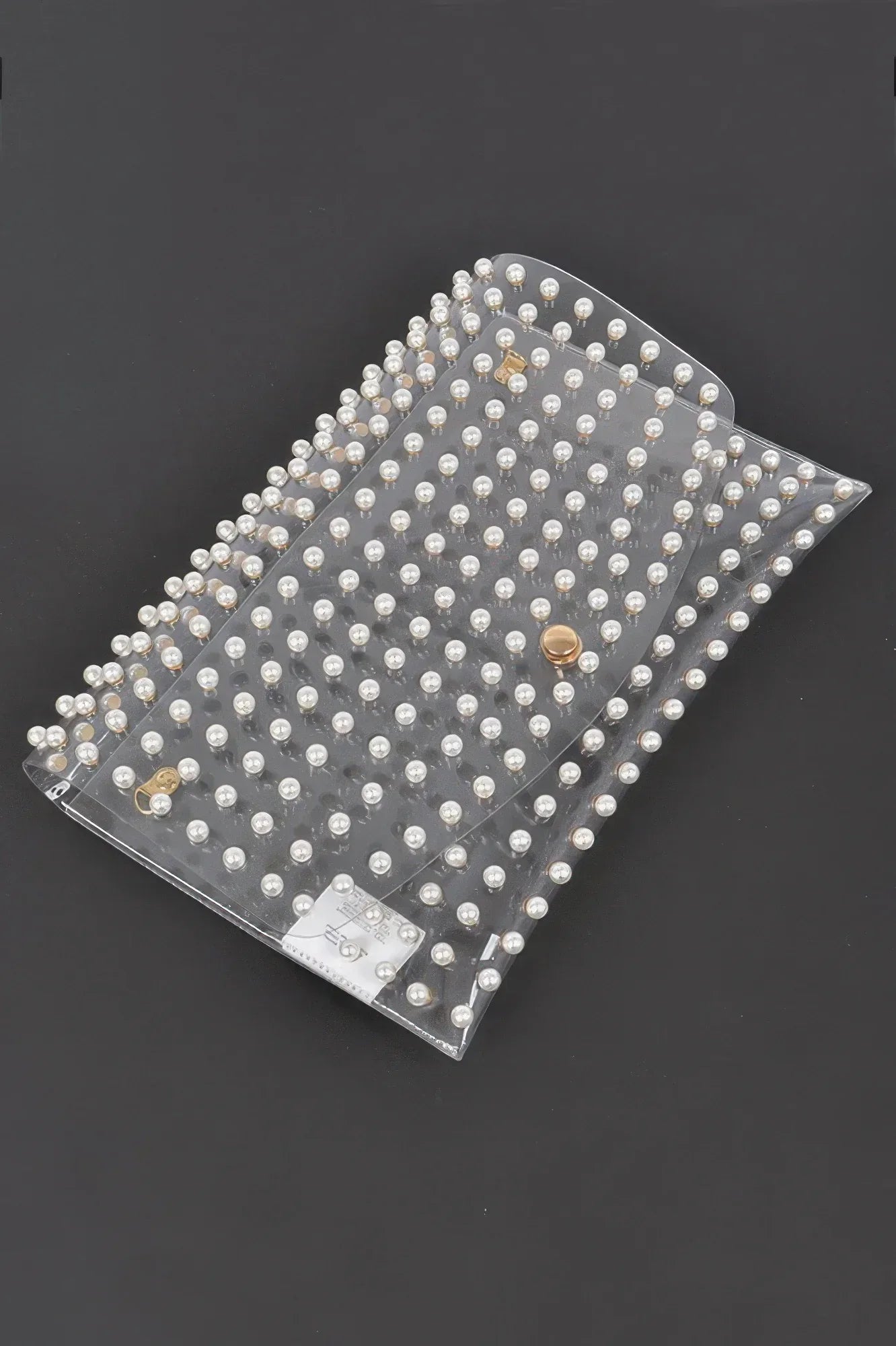 Faux Pearl Studded Transparent Envelope Clutch | Mixtshop LLC