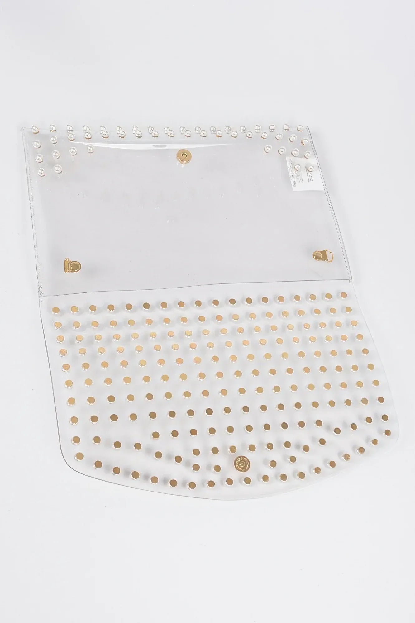 Faux Pearl Studded Transparent Envelope Clutch | Mixtshop LLC