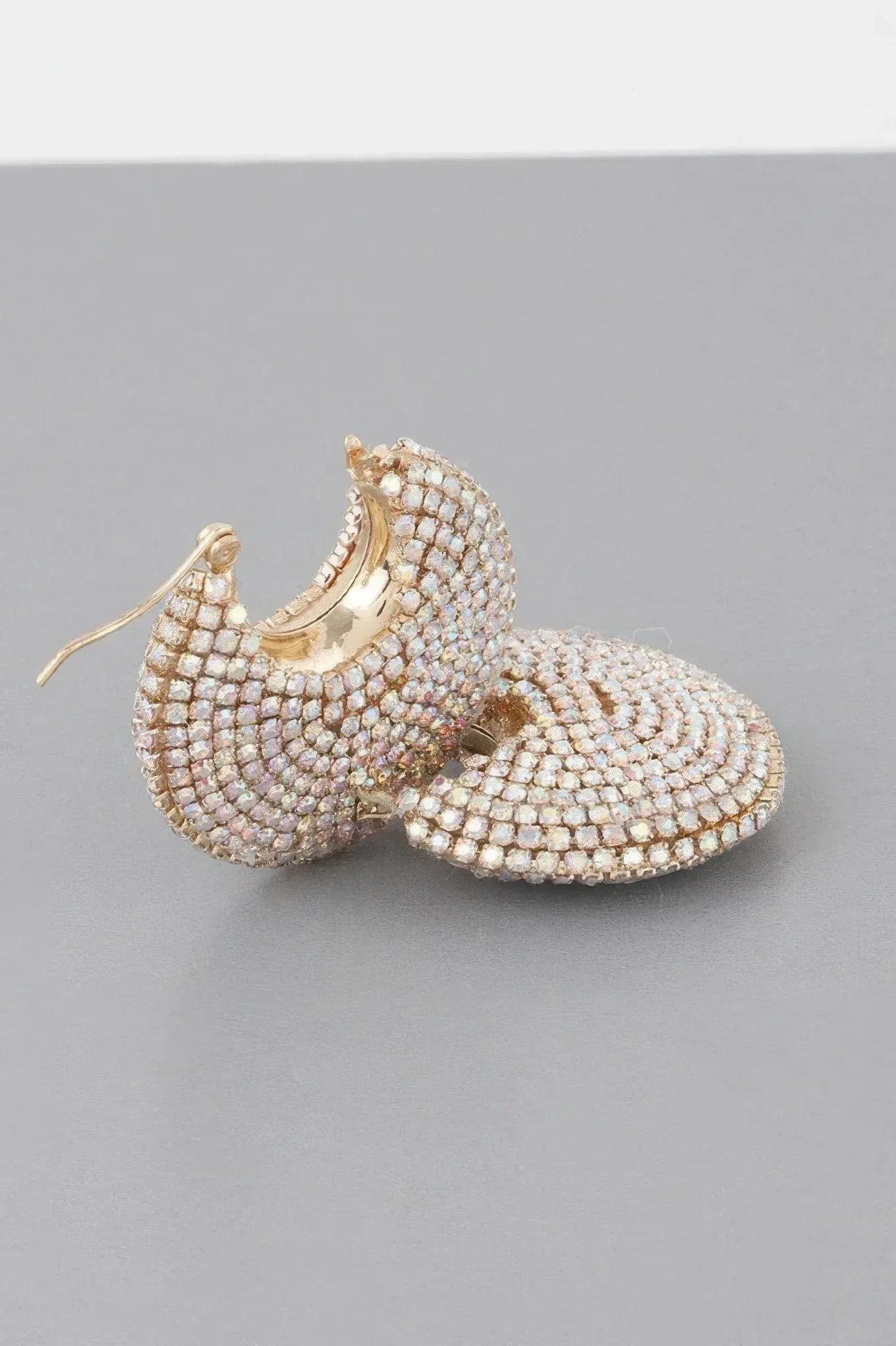 Bedazzled Crescent Hoop Earrings Secondary image