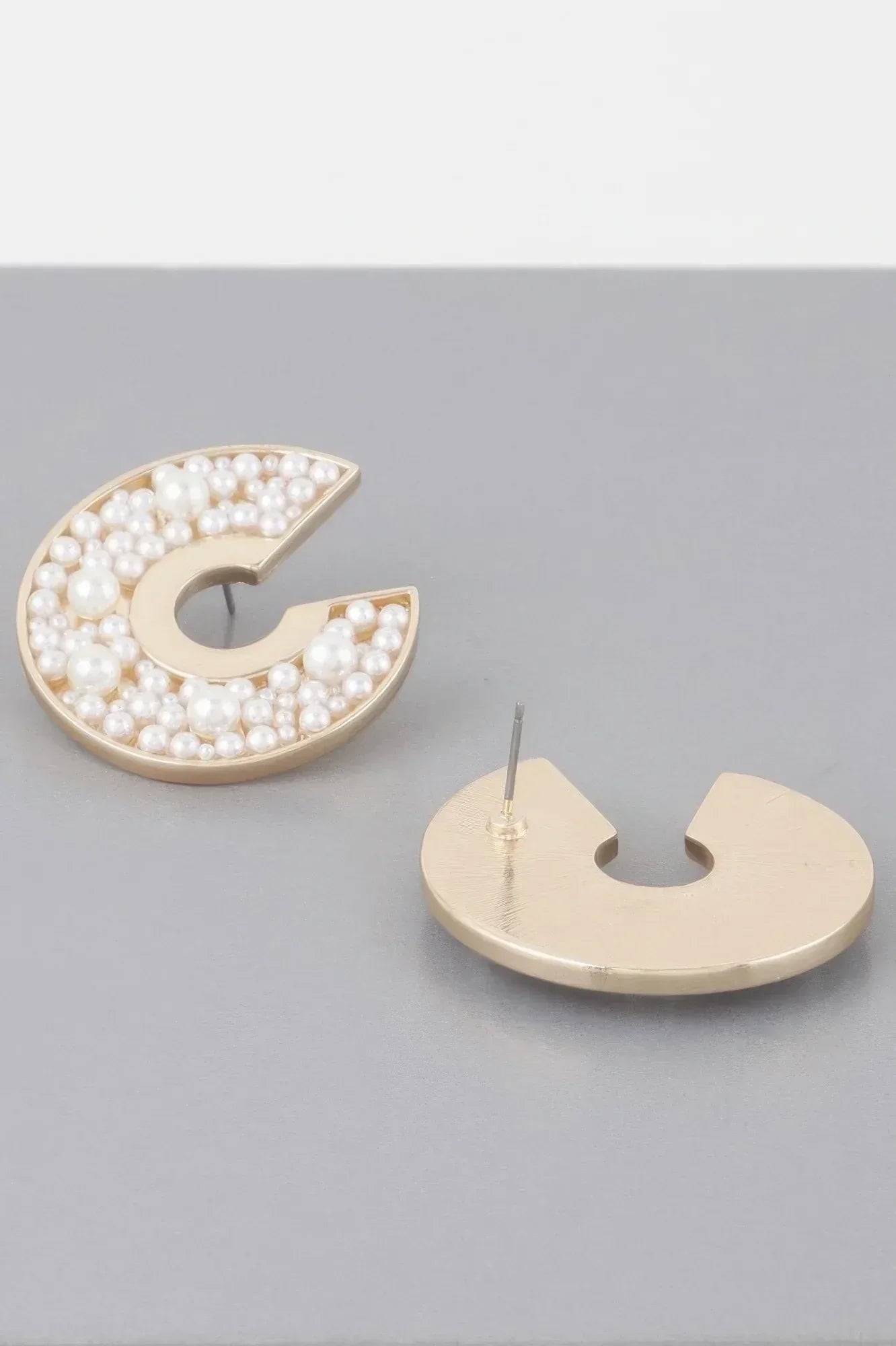 Multi Pearl Studded C Earrings | Mixtshop LLC