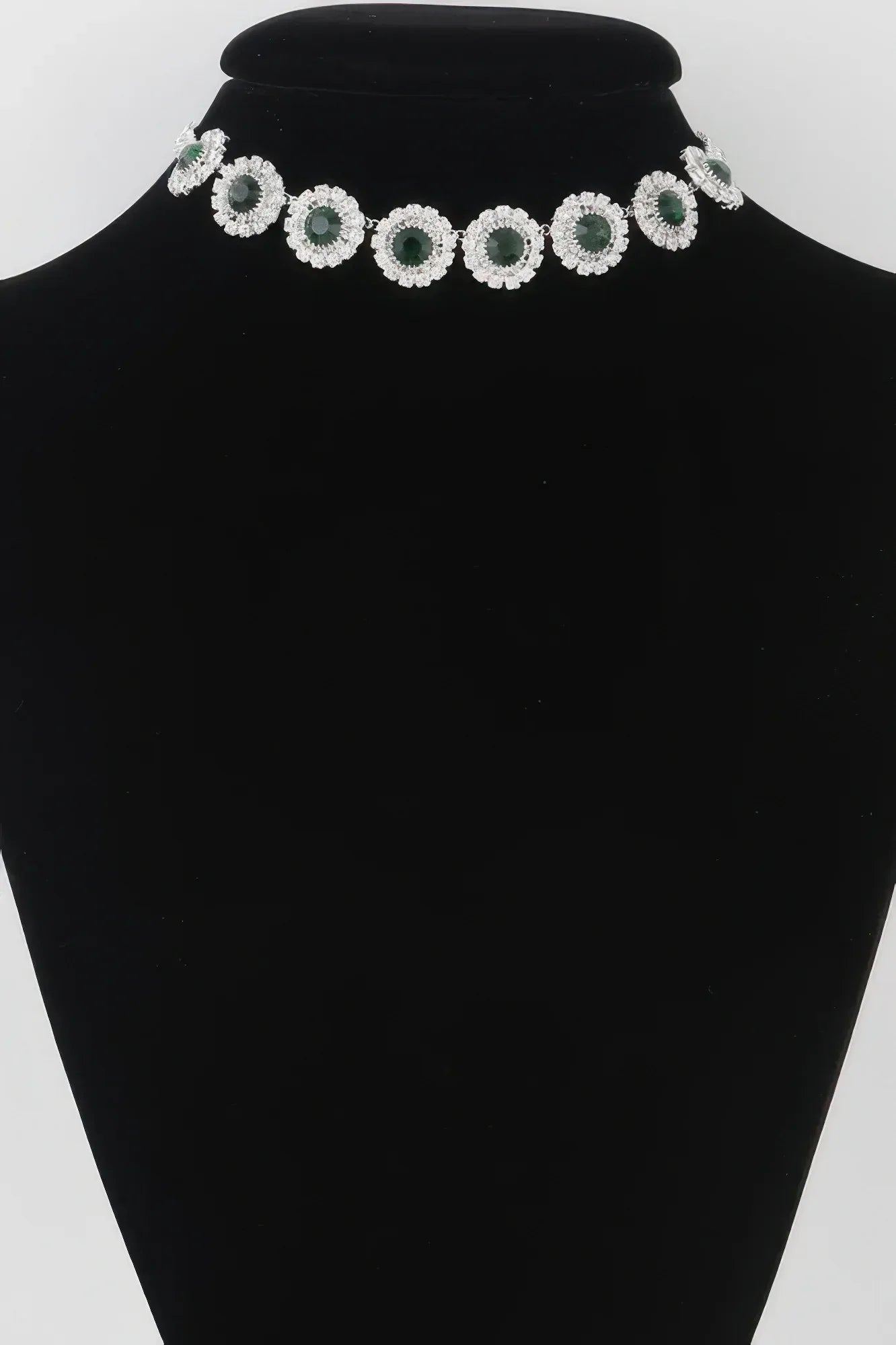 Emerald Green Rhinestone Choker Necklace | Mixtshop LLC Main image