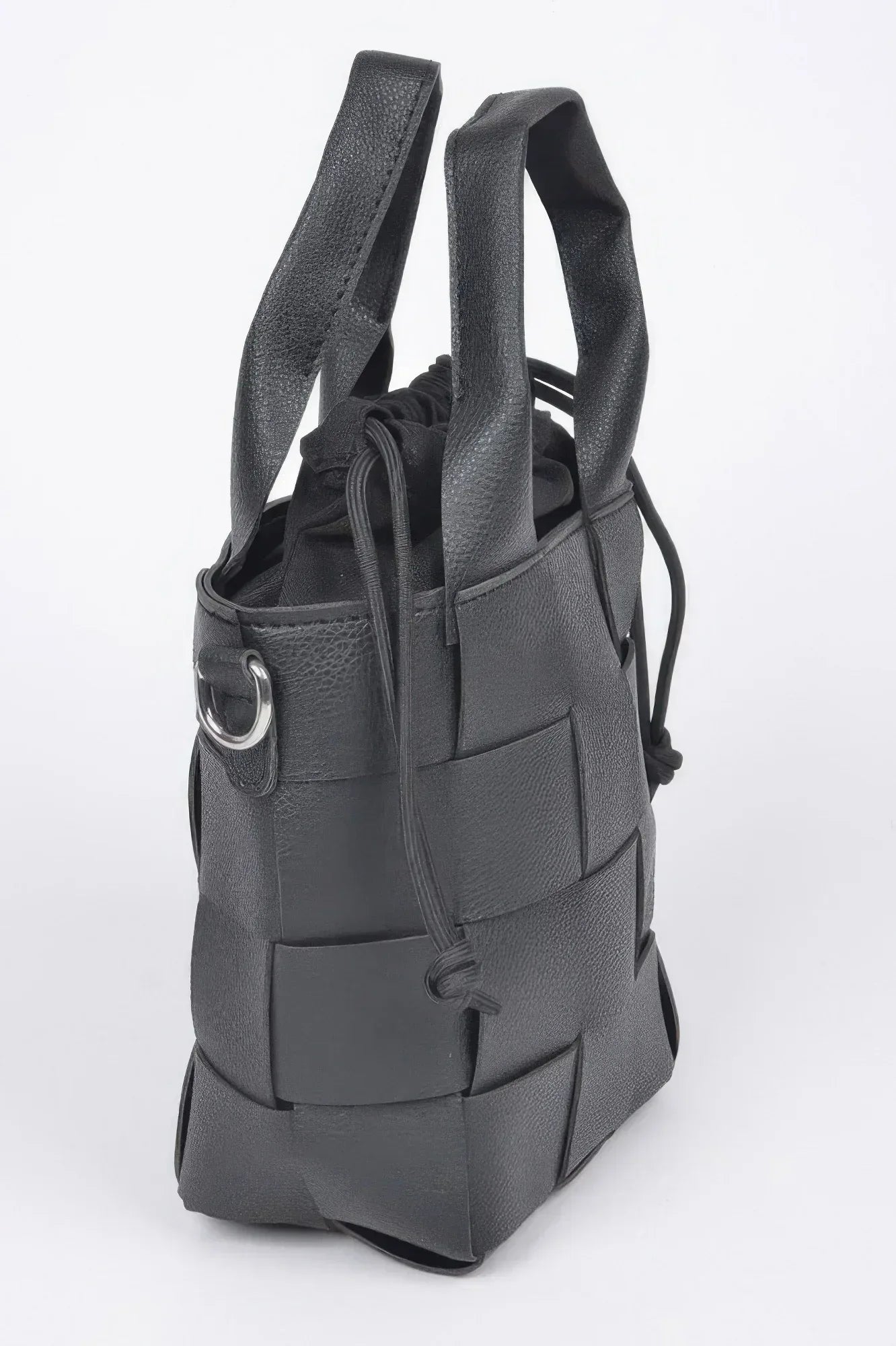 Faux Leather Braided Handle Bag W/canvas Pouch Secondary image
