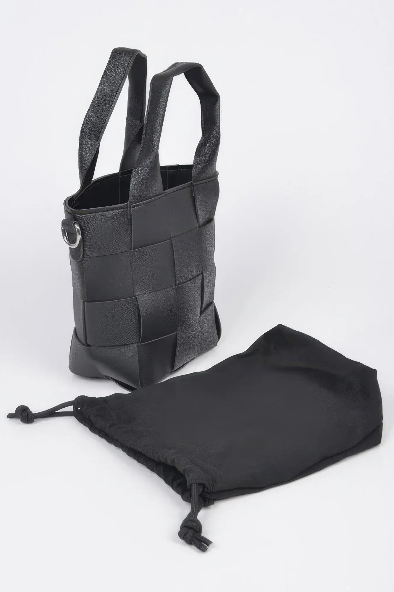 Faux Leather Braided Handle Bag W/canvas Pouch | Mixtshop LLC