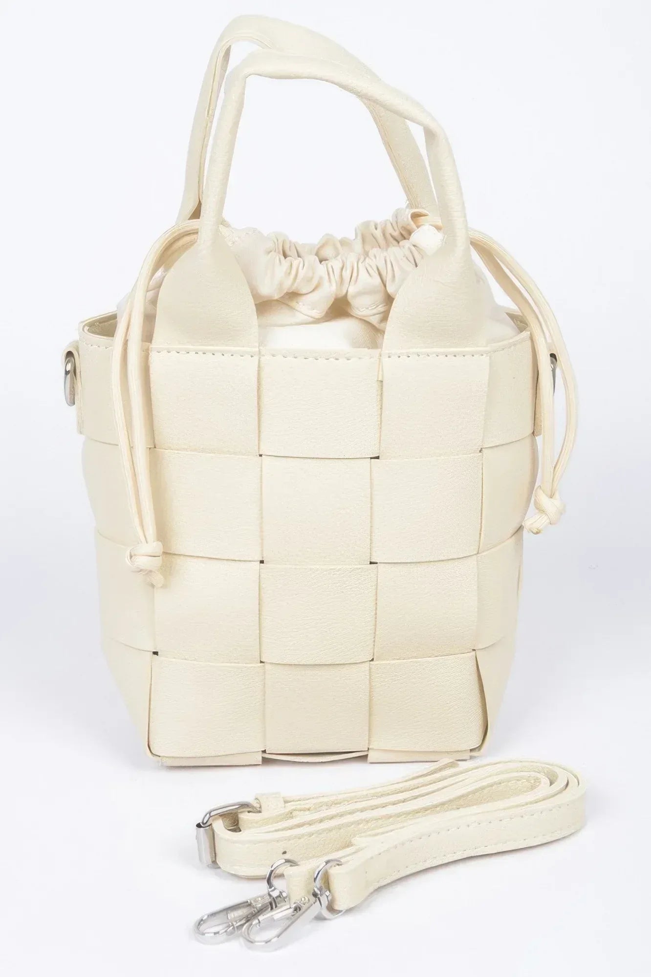 Faux Leather Braided Handle Bag W/canvas Pouch | Mixtshop LLC