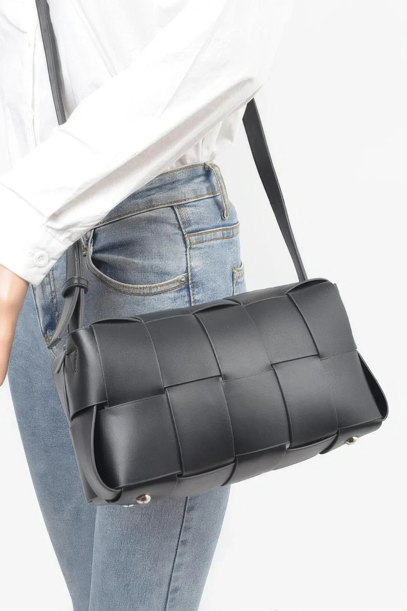 Faux Leather Braided Zip Bag | Mixtshop LLC