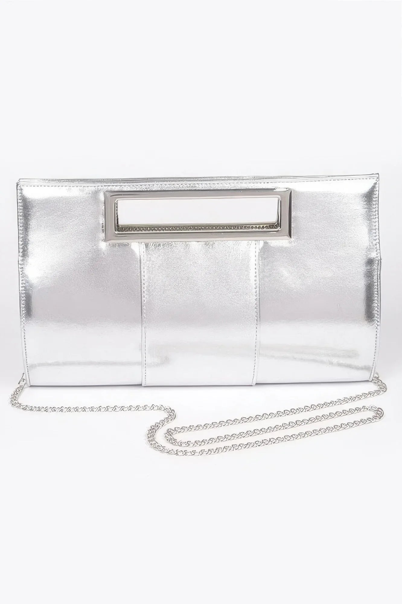 Metallic Faux Leather Handle Clutch | Mixtshop LLC
