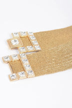 Stone Buckle Elastic Faux Straw Belt | Mixtshop LLC