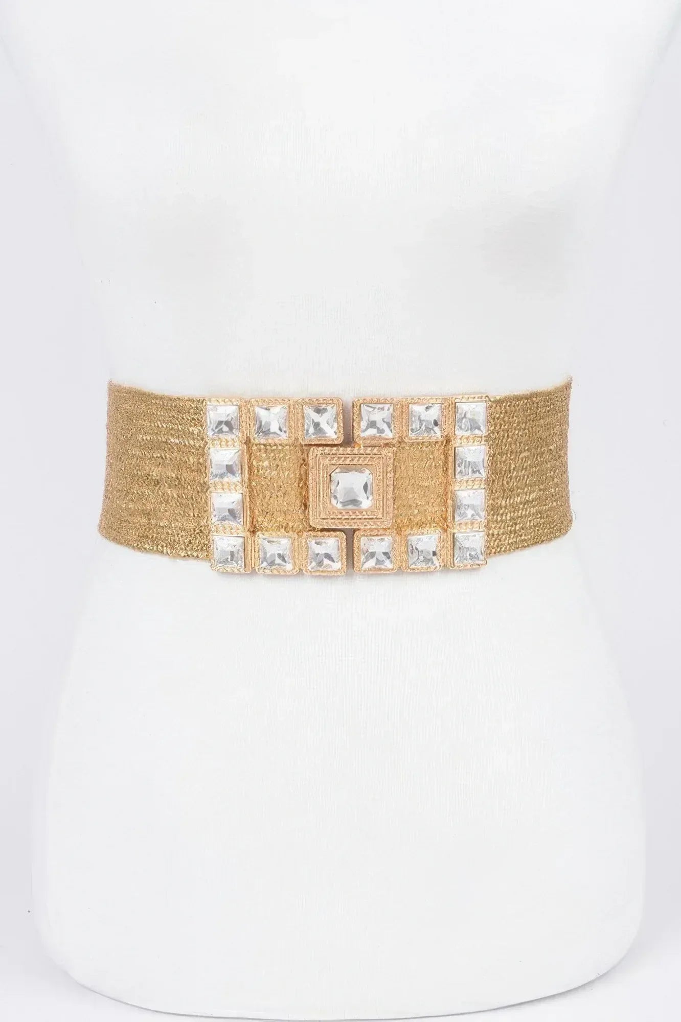 Stone Buckle Elastic Faux Straw Belt | Mixtshop LLC