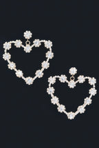 Multi Rhinestone Flower Heart Shape Earring | Mixtshop LLC